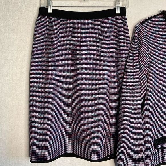 Misook Tweed Suit Womens Small‎ 2piece Set Skirt Blazer Fringe Career Capsule - Picture 4 of 10